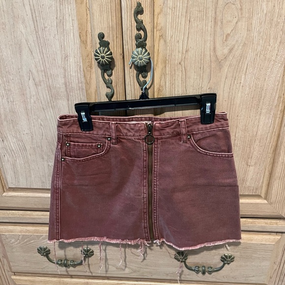 We The Free (Free People) Zip It Up Mini brown denim skirt, Size 26/2. - Picture 8 of 10
